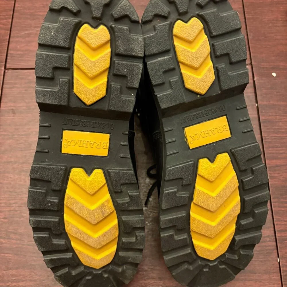 Men's Brahma Black Leather Gus Steel Toe Work Boots Lace Up Size 13 W WIDE - Picture 4 of 10